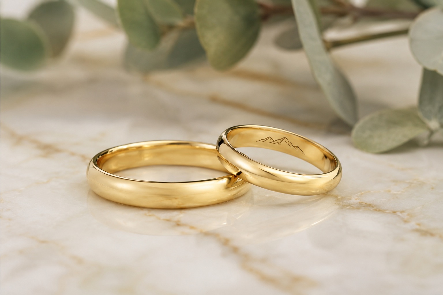 Alianzas Oro Grabado, Par de alianzas, Grabado interior, Oro 18k