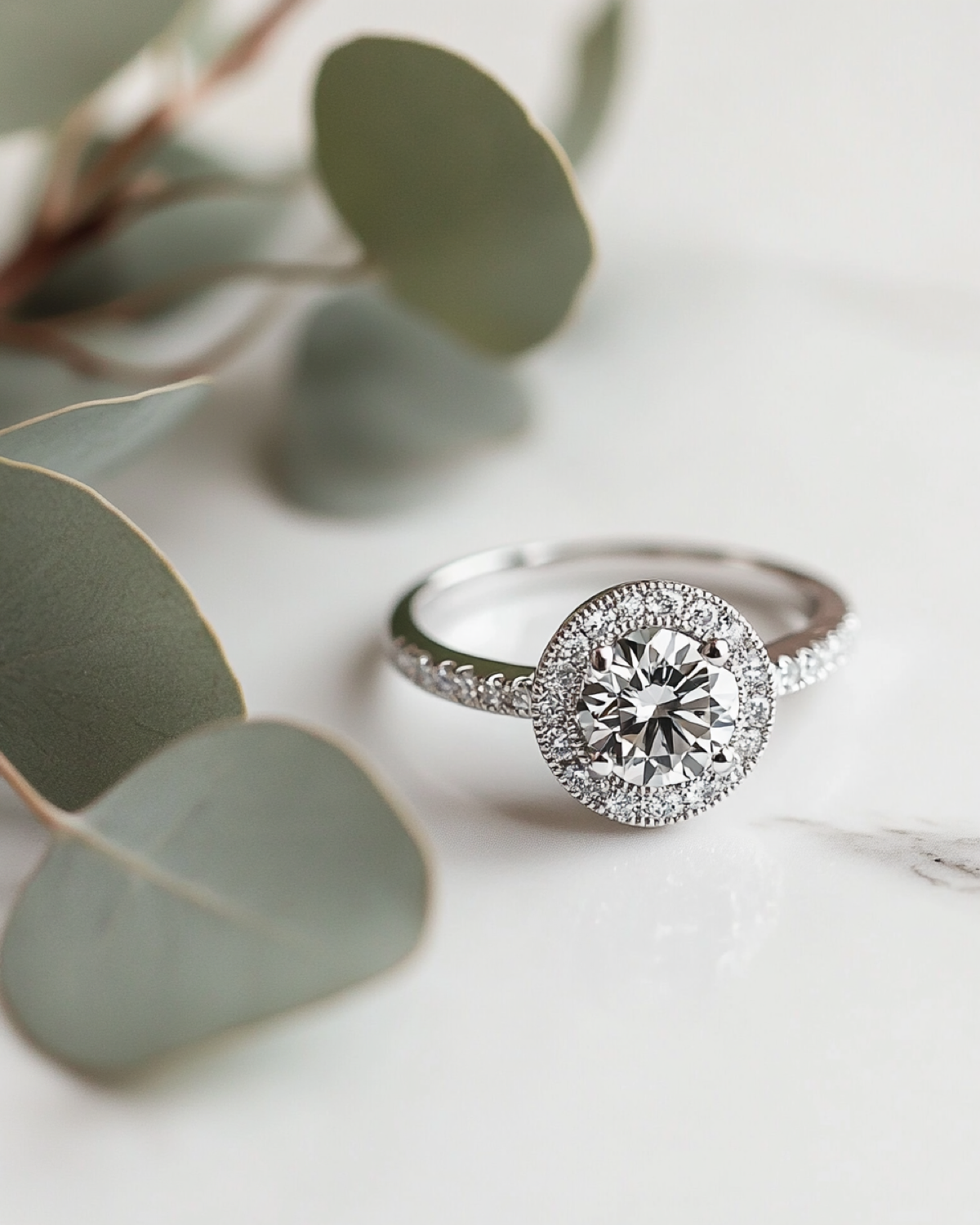 Halo Eucalipto, Diamante, Halo Milgrain