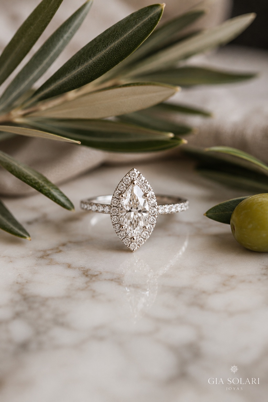 Halo Marquise Platino, Marquise, Halo pavé, Platino