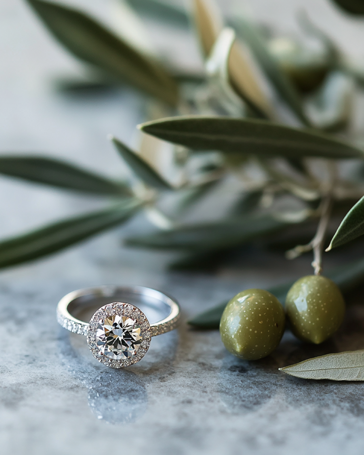 Halo Olivo, Diamante, Halo Pavé