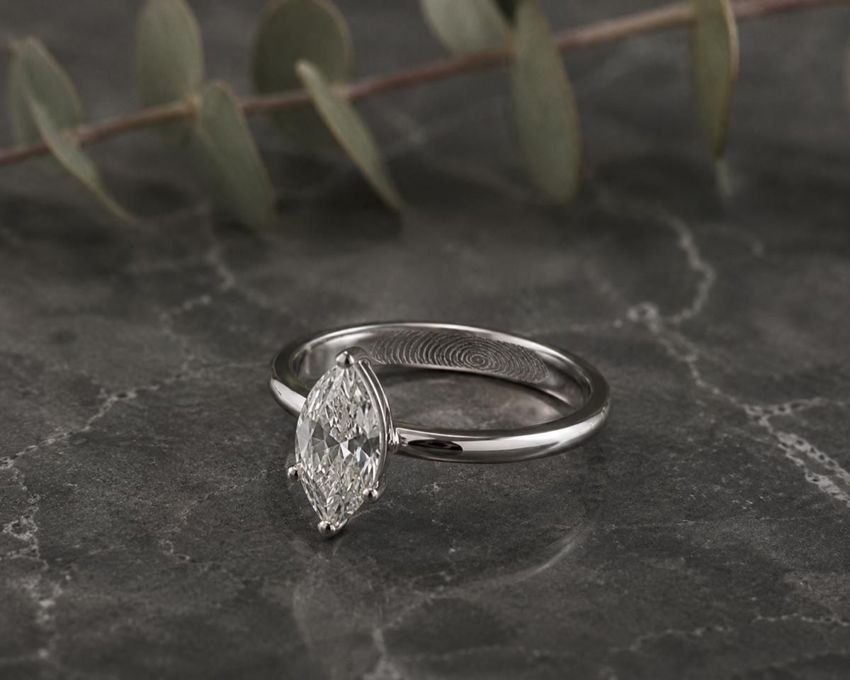 Marquise · Grabado Huella, Grabado interior de huella dactilar, Platino