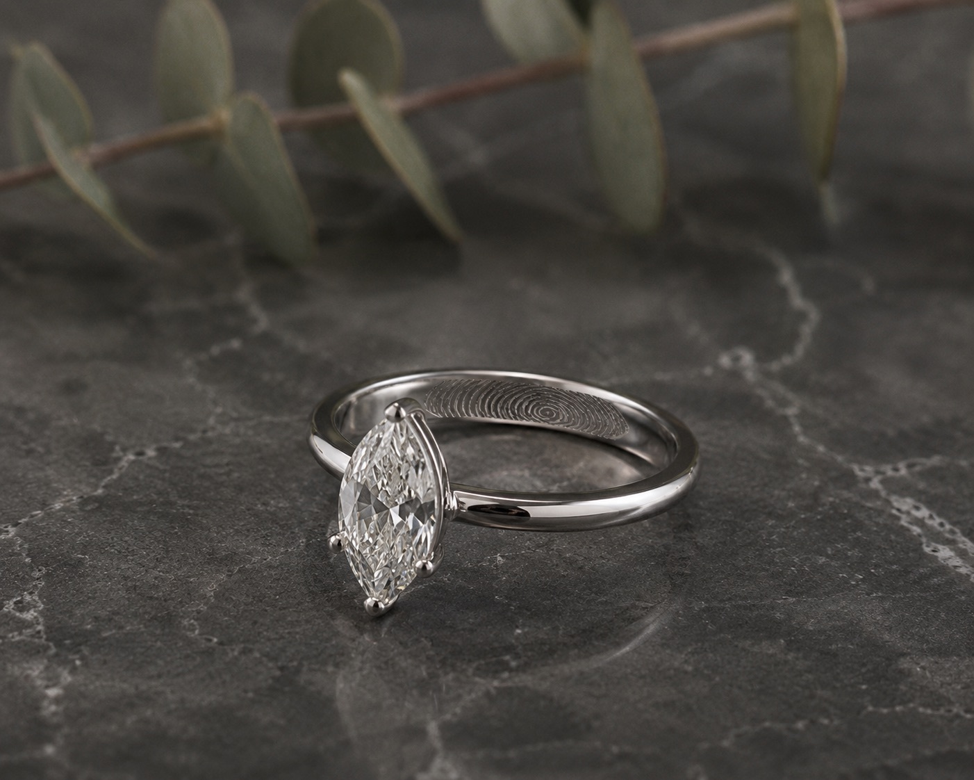 Solitario Marquise Platino, Diamante marquise, Solitario clásico, Platino