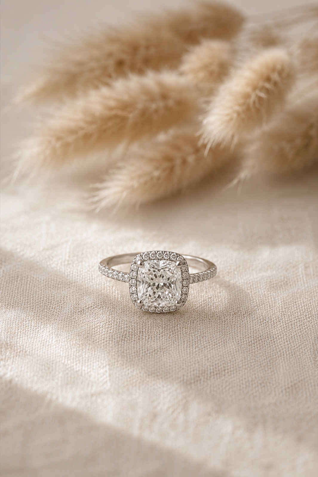 Valentina · Halo Cushion, Anillo de compromiso